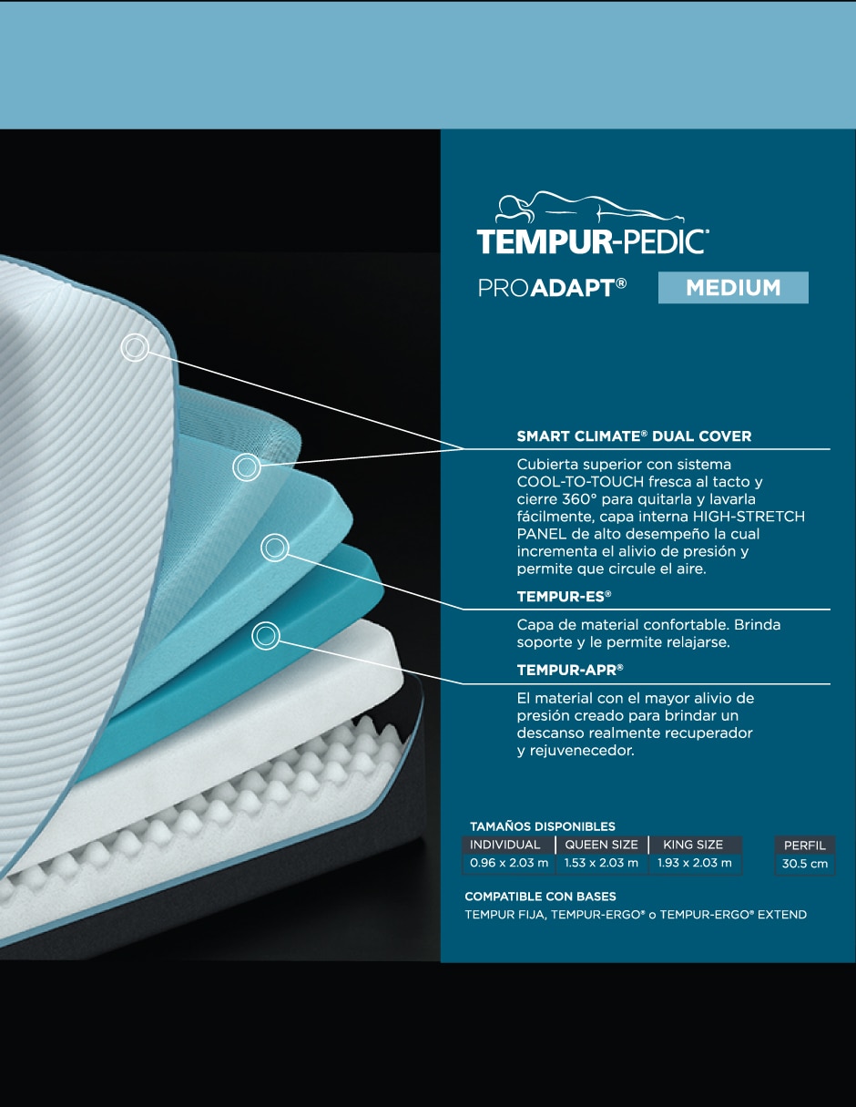 Colchón plegable tempur-pedic proadapt medium 5