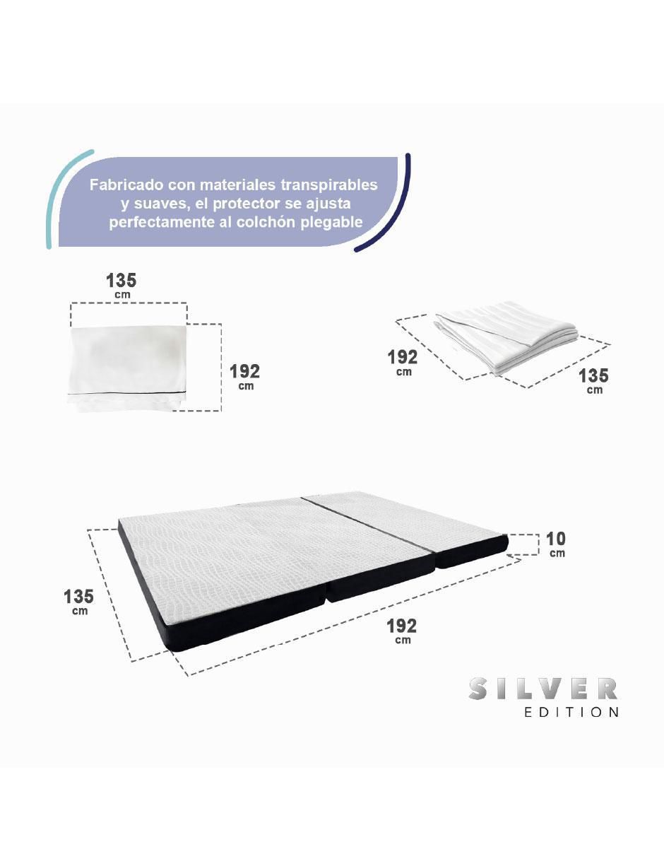 Colchón plegable + sábana + protector + almohada 4