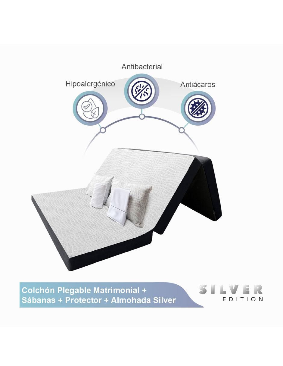 Colchón plegable + sábana + protector + almohada 3