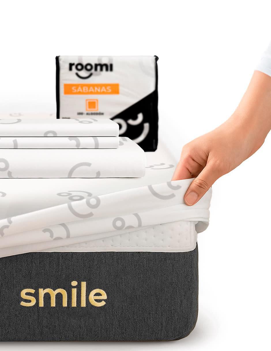 Colchón en caja smile con sabanas 5