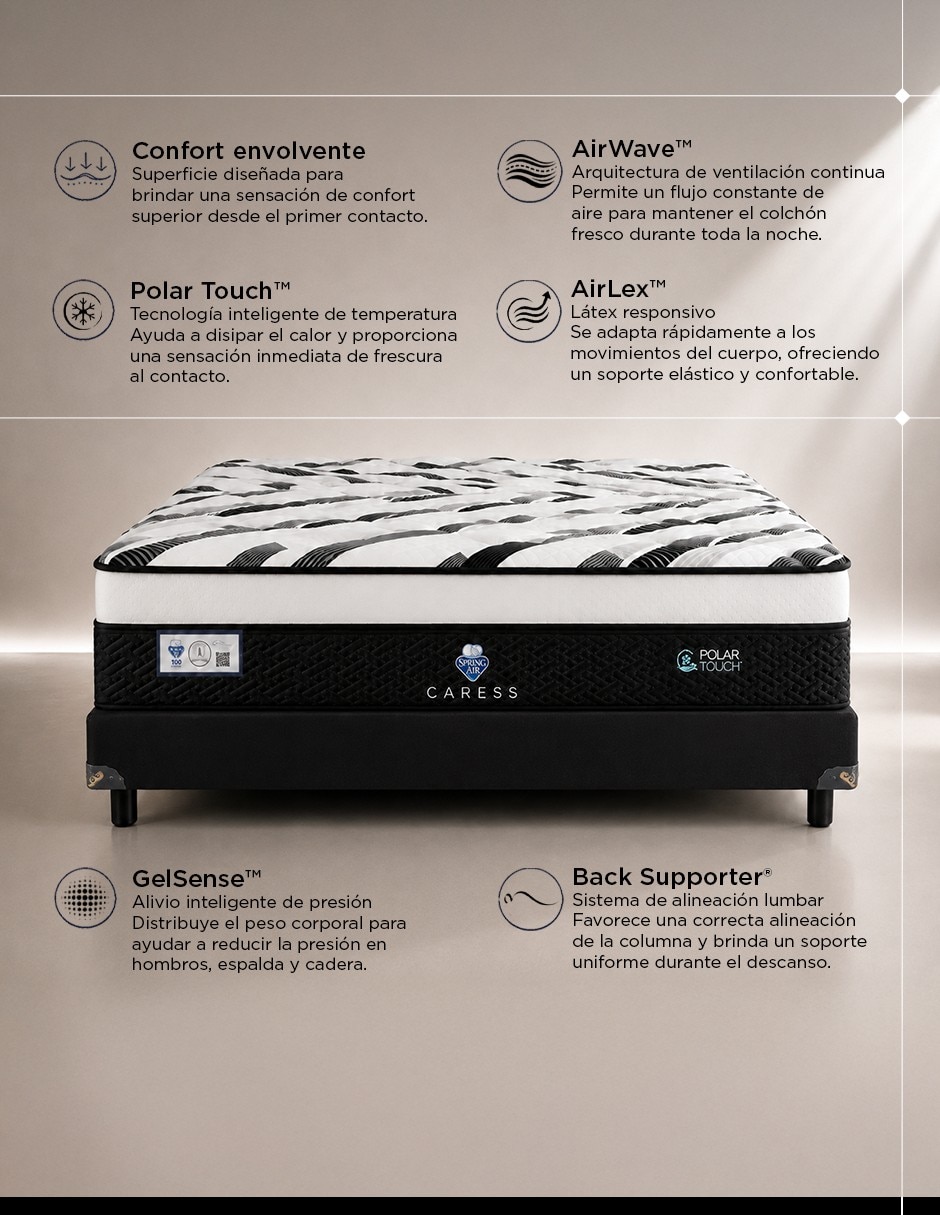 Juego de colchón y box Caress 7