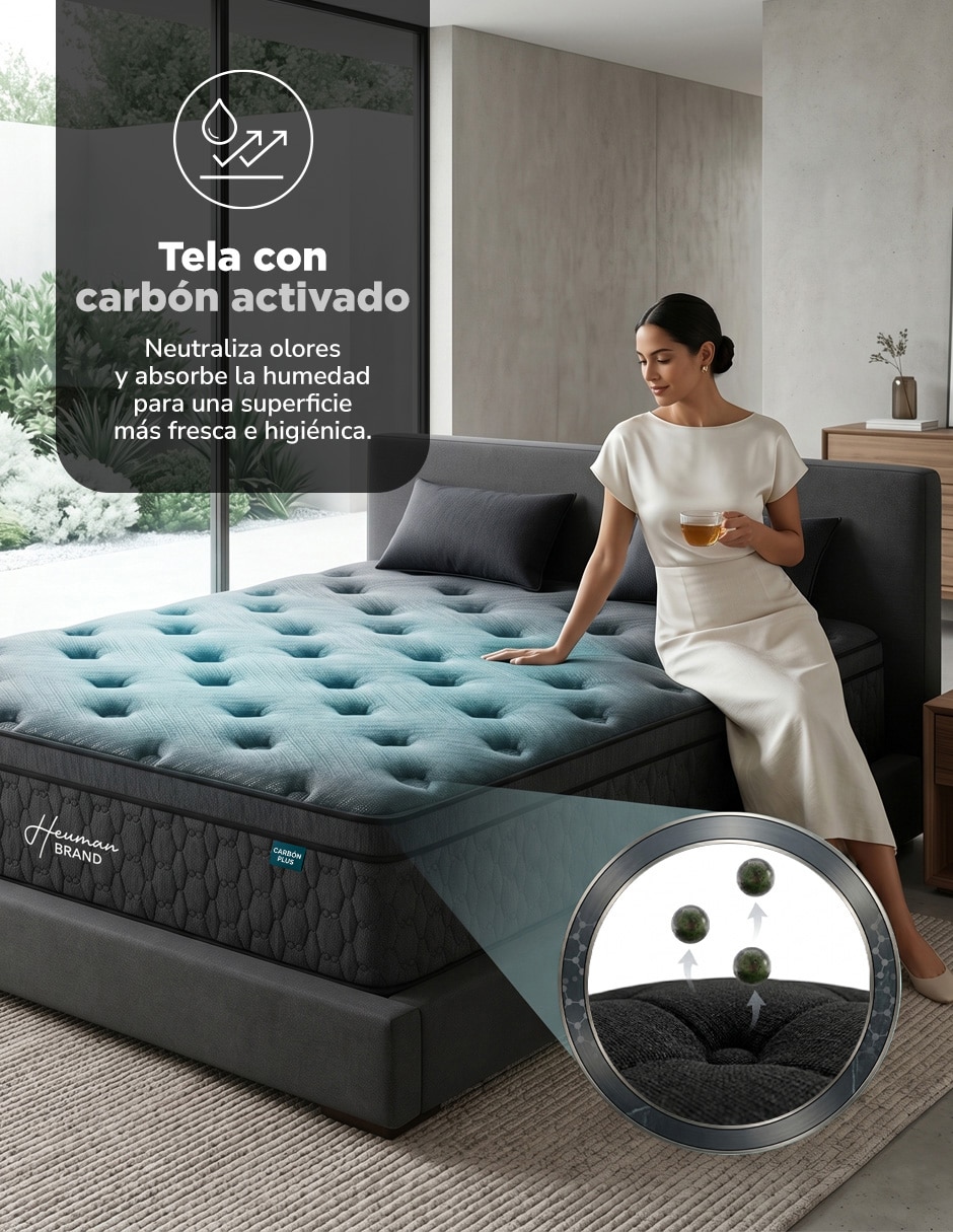 Colchón en caja carbón memory foam grafito