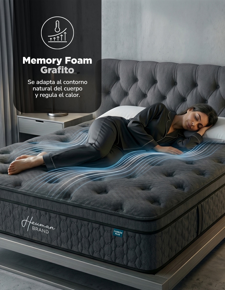 Colchón en caja carbón memory foam grafito 9